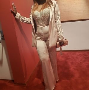 Satin pants suit